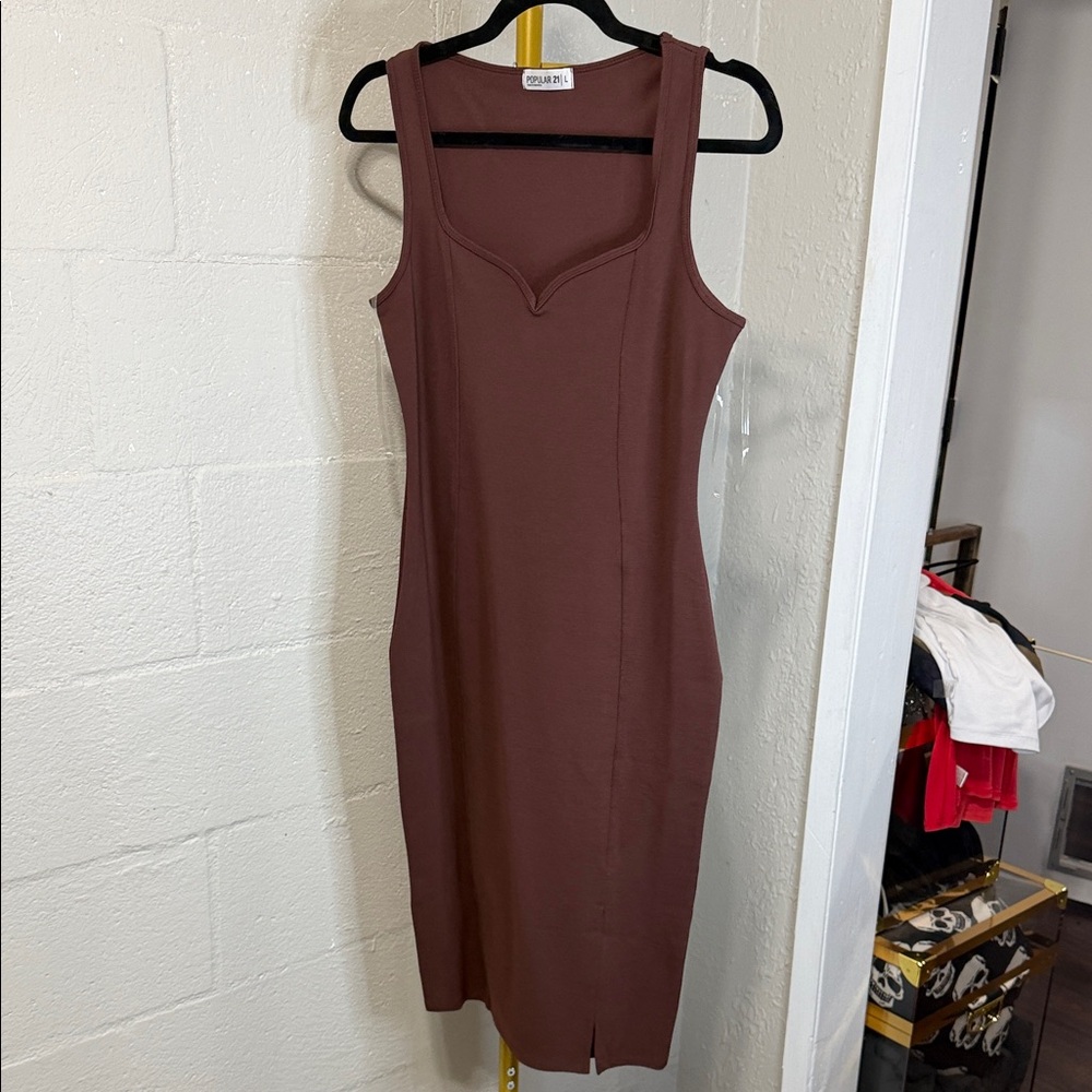Elegant Chocolate Brown Midi Dress